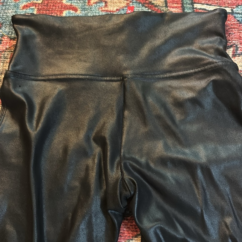 Spanx Faux Leather Black High Waist Leggings M